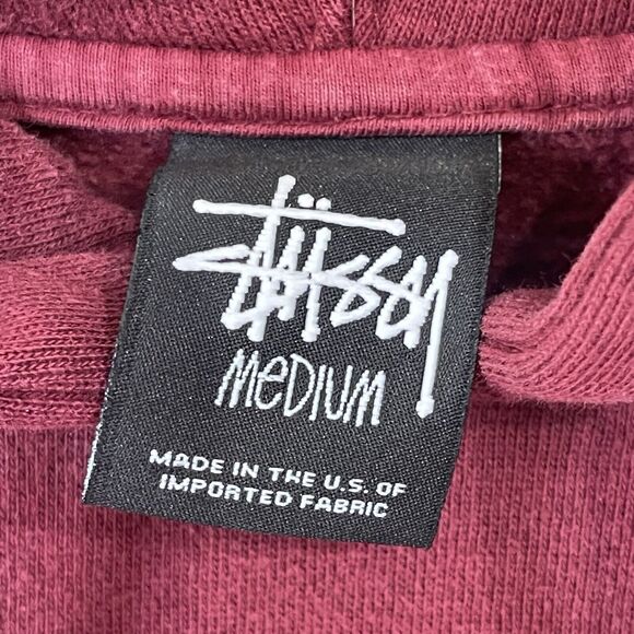 Stussy No. 4 Pullover Hoodie Y2K Burgundy Sz M Made In USA Please Read - Picture 2 of 14